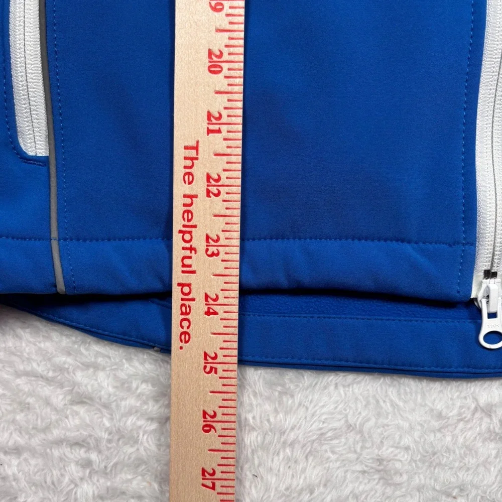 Clique Softshell Jacket‎ Mens L (FIT M) Blue Full Zip Fleece Lined Reflective